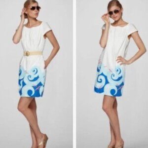 Lilly Pulitzer Sullivan Dress in Ride the Wave Beach Seagulls White Blue Size XS